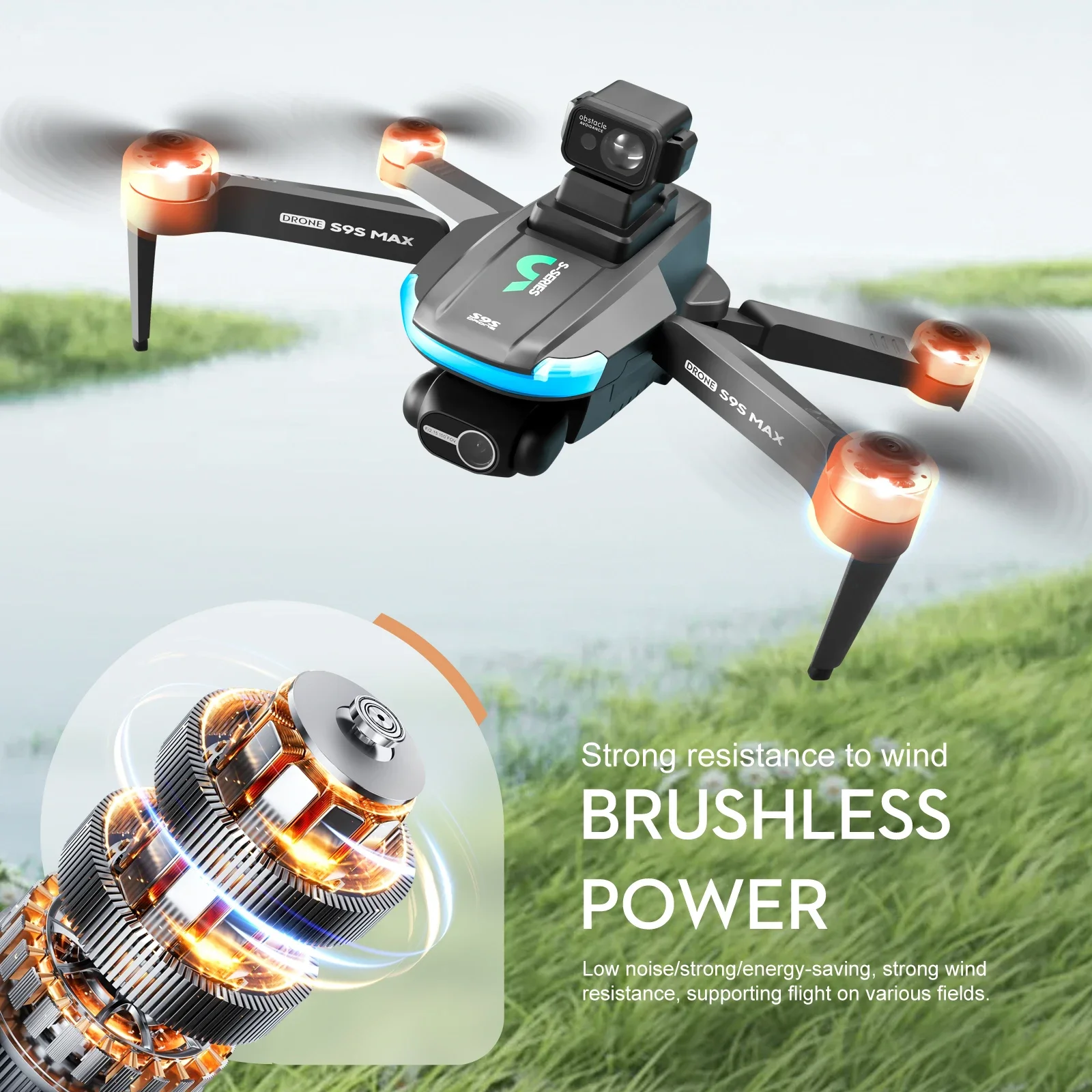 Novo s9s max mini drone 4k 2 e - Drone Gimbal avaliação e preço